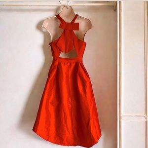 Red Bow Detail High-Low Dress